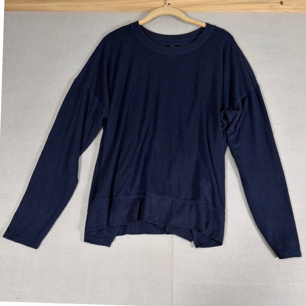 Lucky Brand Womens XL Navy Blue Long Sleeve Oversized Crew Neck Pullover Top - Picture 2 of 9